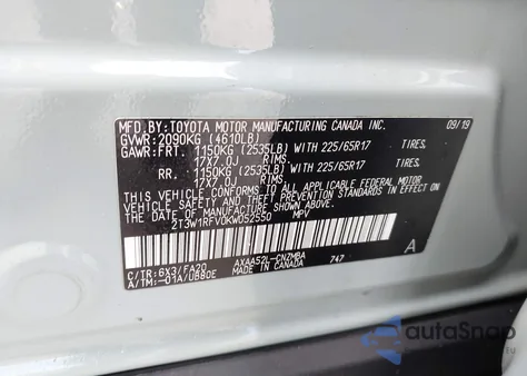 2019 Toyota Rav4 Xle z USA, uszkodzony, nr VIN 2T3W1RFV0KW052550